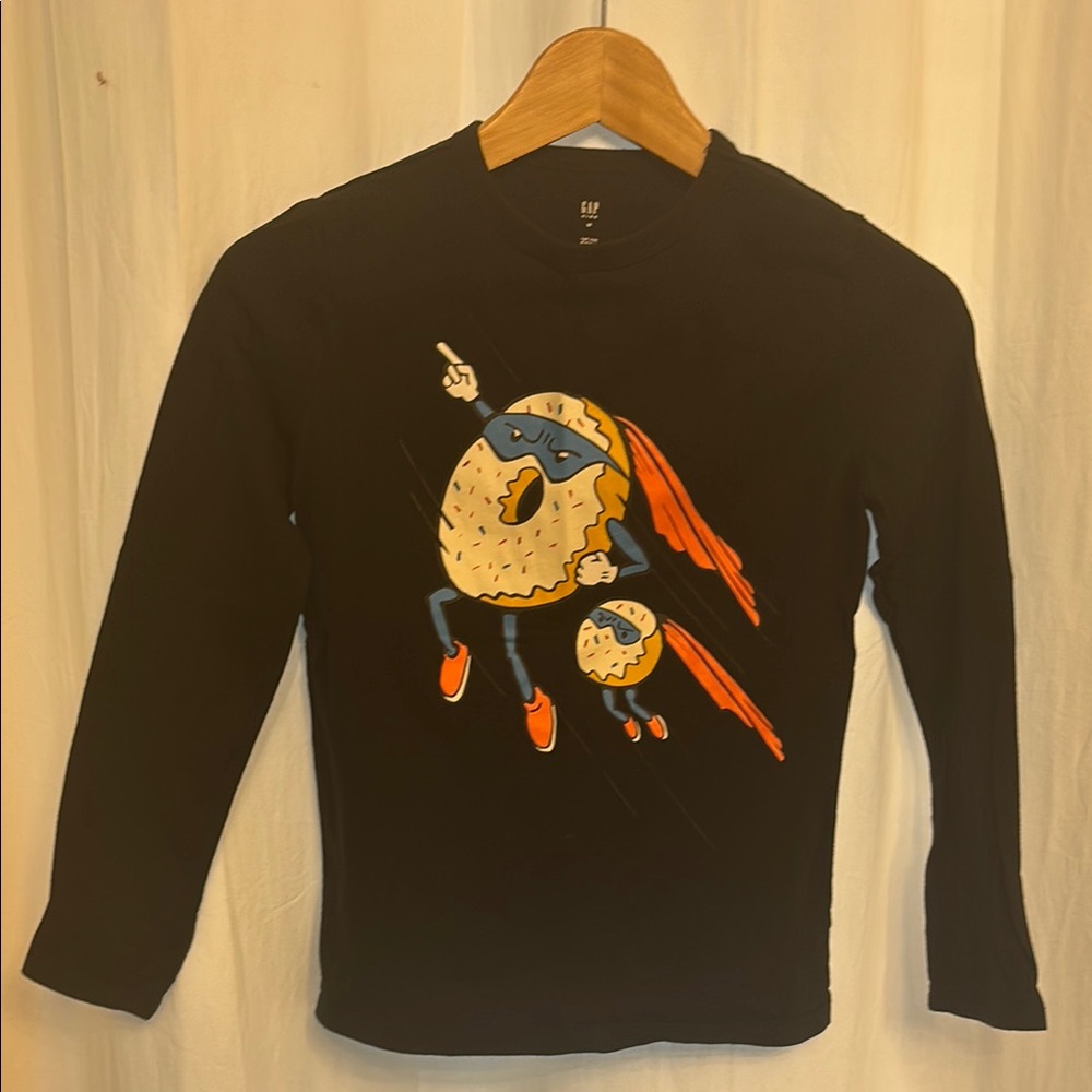 Gap Kids Black Superhero Graphic Long Sleeve Shirt
